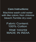Woven wash care label